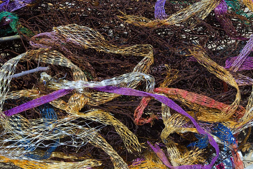 Retine di plastica per l'allevamento delle cozze